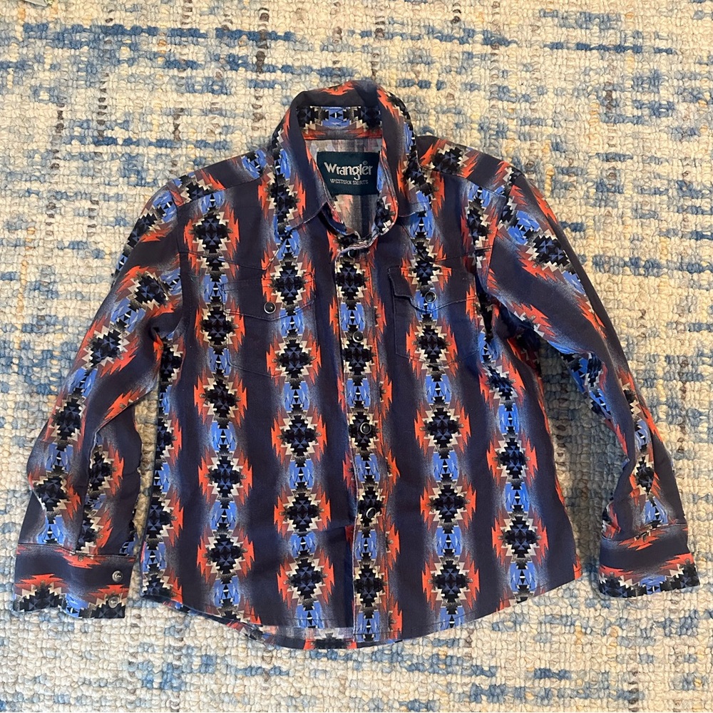 Wrangler toddler western long sleeve rodeo pearl snap button Down collared Shirt